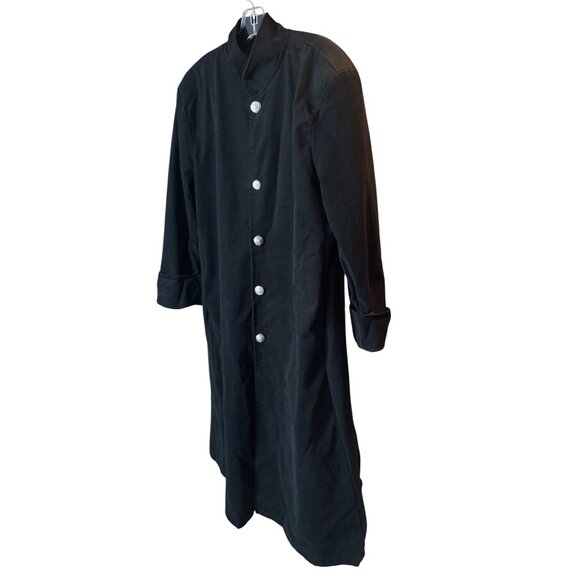 Subterranea Black Long Cotton Jacket With Silver Buttons Size S Gothic Coat - Picture 4 of 12